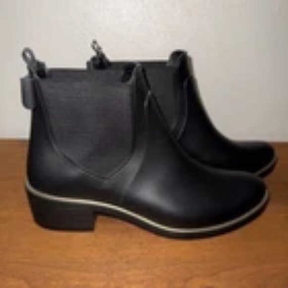 Classic Black Kate Spade Edimburg Bow Rain Booties Size 8 - Picture 4 of 8
